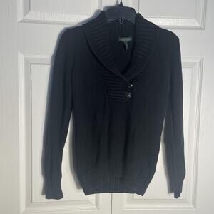 Vtg‎ LRL Ralph Lauren Sweater Women Medium Black Shawl Collar Pullover Knit Y2K